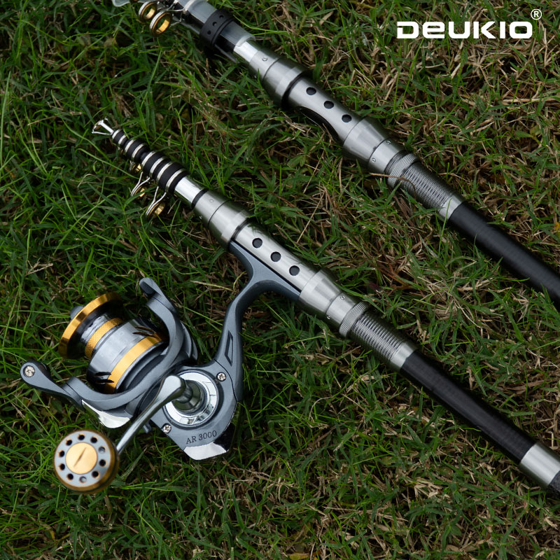 Fly Reel - DEUKIO Angelruten- und Rollen-Kombination, Teleskop-Angelrute, Spinnrolle,